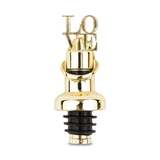 Iconic Stacked LOVE Design Gold-Metal Wine Bottle Stopper and Pourer