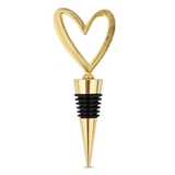 Gold Stylized-Heart-Topped Wine Stopper in Designer Gift Packaging