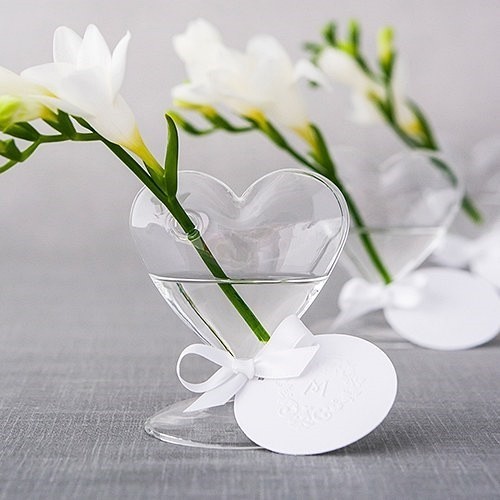 Weddingstar Miniature Clear Blown-Glass Heart-Shaped Vase (Set of 4)