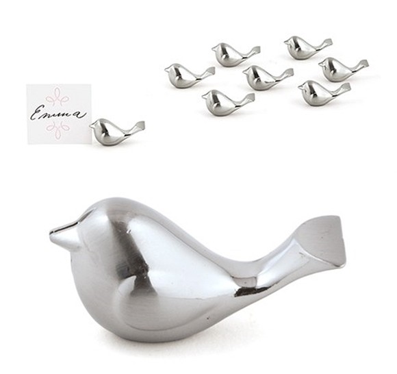 Love Bird Card Holders with Brushed Silver Finish (Package of 8)