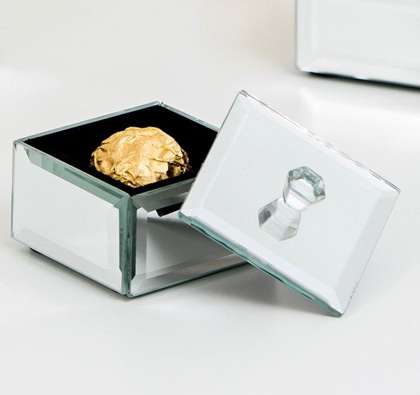 Weddingstar Miniature Beveled-Edge Mirror Boxes w/ Lids (Package of 4)