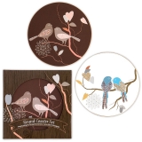 Weddingstar Love Birds Design Cork-Backed Coaster Set in Gift-Box (Set of 2)