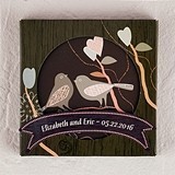 Personalized Love Birds Cork-Backed Coaster Set in Gift-Box (Set of 2)