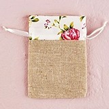 Mini Linen Drawstring Pouches with English Tea Rose Trim (Set of 12)