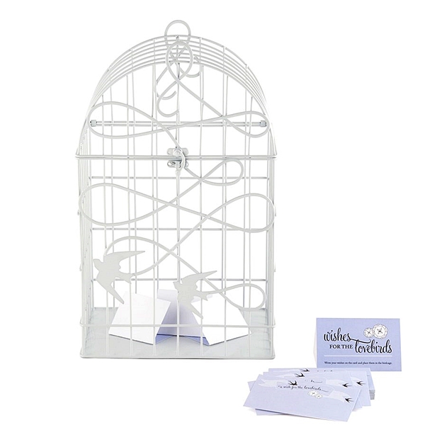 Weddingstar Modern Decorative Birdcage with Birds in Flight - White