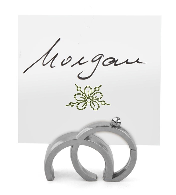 Double Rings Design with Crystal Place Card Holders (Set of 8)