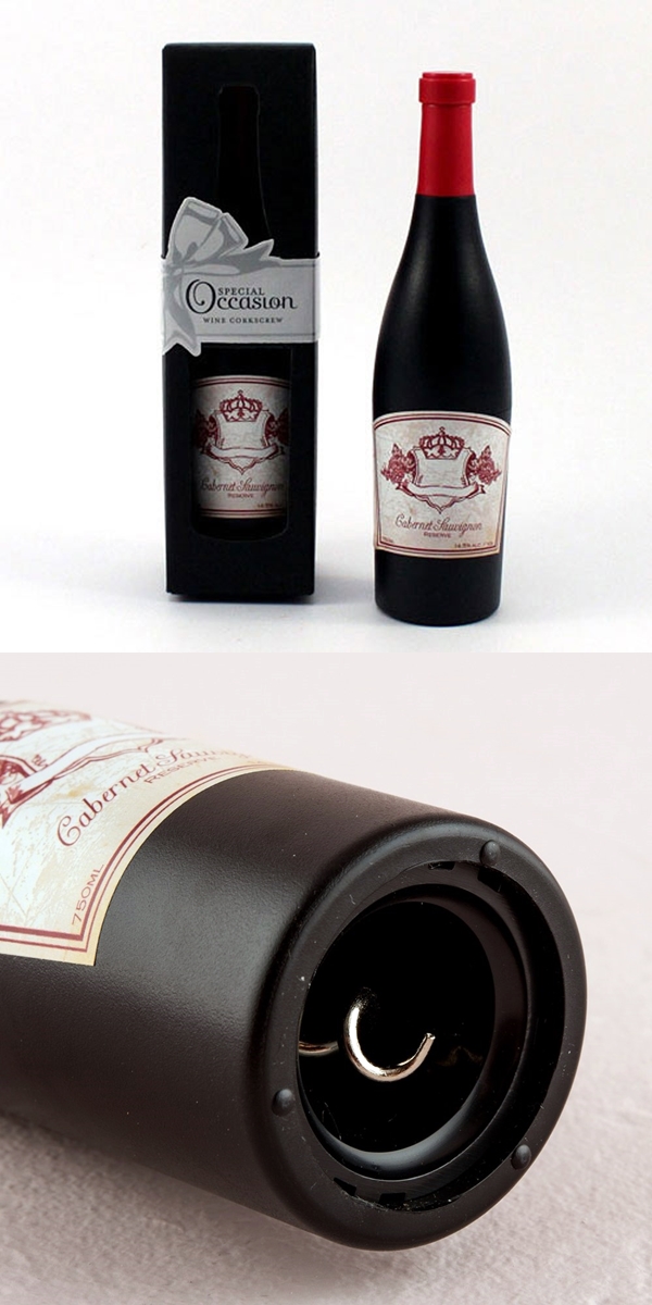 Wine Bottle-Shaped Corkscrew Bottle Opener in Gift Packaging