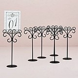 Tall Ornamental Black Wire Stationery/Place Card Holders (Set of 6)