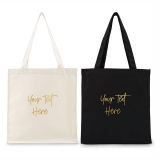 Script 'Your Text Here' Custom-Metallic Printed Canvas Tote Bag with Handles