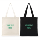 Modern Font 'Your Text Here' Custom-Metallic Printed Canvas Tote Bag with Handles