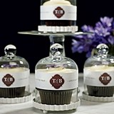 Personalized Mini Glass Bell Jars with White Fluted Bases (Set of 4)