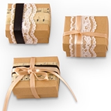 Kraft-Paper & Lace Vintage Style Favor Wrapping Kit (Set of 12)