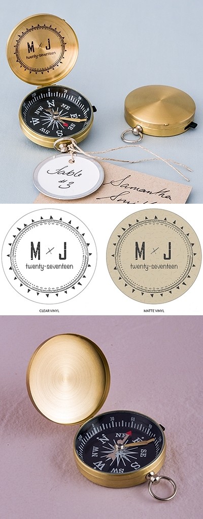 Personalized "Free Spirit" Brass Compass Favor (Set of 6)