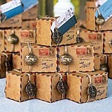 Vintage-Inspired Air Mail Favor Boxes with Charms (Set of 10)