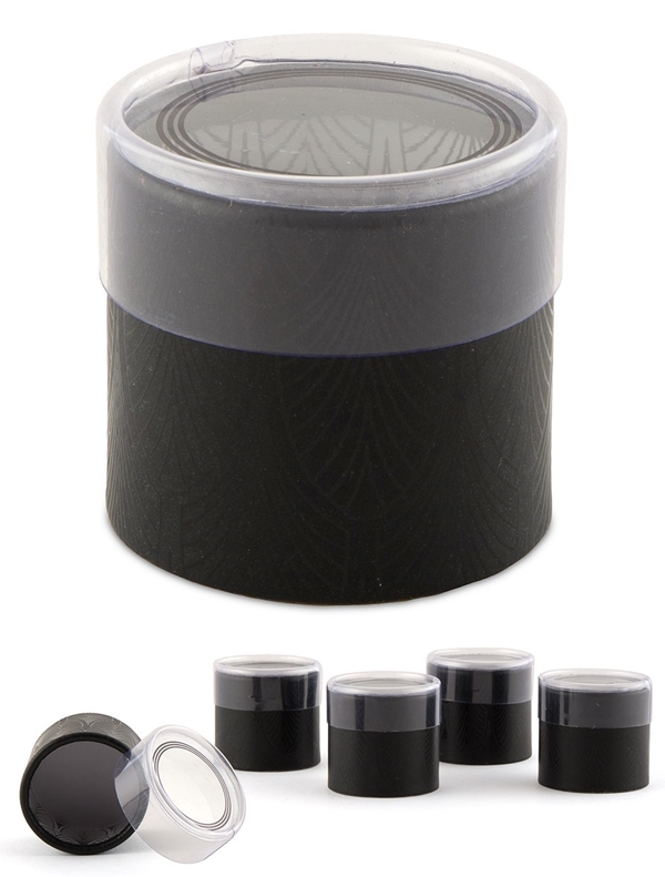 Black Art Deco Print Cylinder Boxes with Clear Lids (Set of 6)