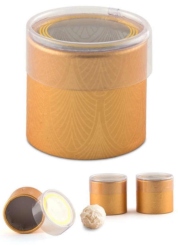 Gold Art Deco Print Cylinder Boxes with Clear Lids (Set of 6)