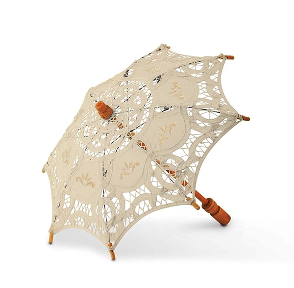 Weddingstar Vintage-Inspired Small Battenburg Ivory-Color Lace Parasol