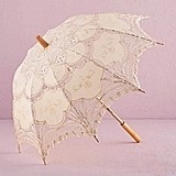 Weddingstar Vintage-Inspired Small Battenburg Ivory-Color Lace Parasol