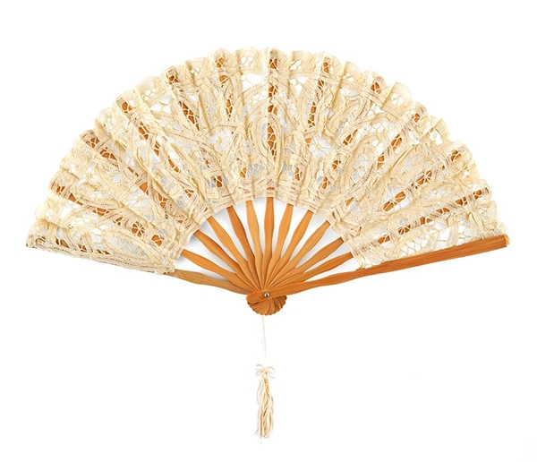 Weddingstar Vintage-Inspired Antique Ivory-Colored Lace Hand Fan