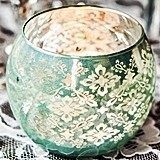 Four Large Glass Globe Holders with Reflective Lace Pattern (4 Colors)