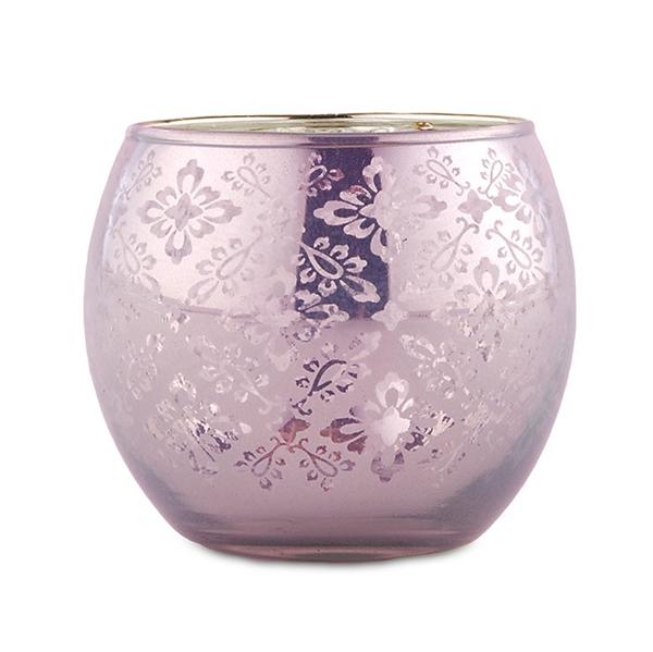 Small Globe Candle Holders with Reflective Lace Pattern (Set of 6)