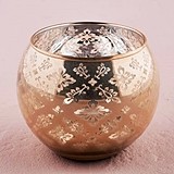 6 Small Globe Candle Holders with Reflective Lace Pattern (5 Colors)