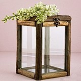 Weddingstar Rustic Wood and Glass Box with Hinged Lid and Latch