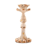 Antiqued White Vintage-Inspired Resin Taper Candle Holder (Set of 4)