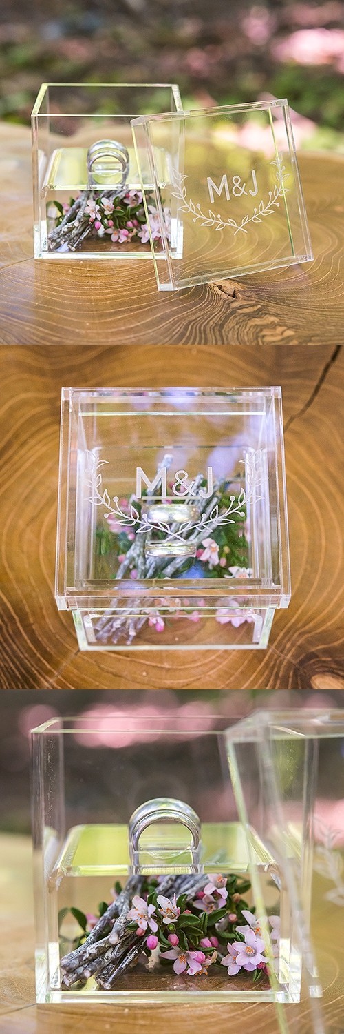 "Woodland Pretty" Personalized Acrylic Wedding Ring Box