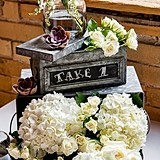 Small Tin Box with Aged Finish and Blackboard Panel Display