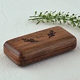 Personalized Pocket-Sized Wooden Ring Box w/ Garland Motif Surrounding