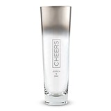 Contemporary Stemless Glass Silver Ombre Fade Flute w/ Cheers Etching