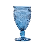 Weddingstar Vintage-Inspired Pressed-Glass Goblet in Blue