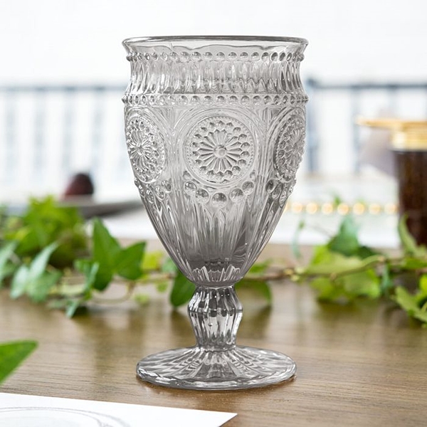 Weddingstar Vintage-Inspired Pressed-Glass Goblet in Grey