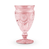 Weddingstar Vintage-Inspired Pressed-Glass Goblet in Pink