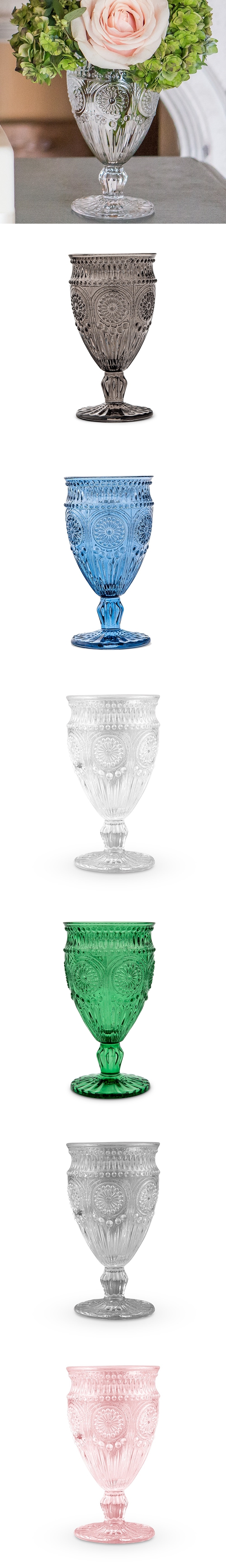 Weddingstar Vintage-Inspired Pressed-Glass Goblet (Assorted Colors)