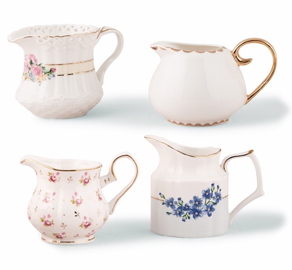 Weddingstar Vintage-Inspired Porcelain Creamer Assortment (Set of 4)