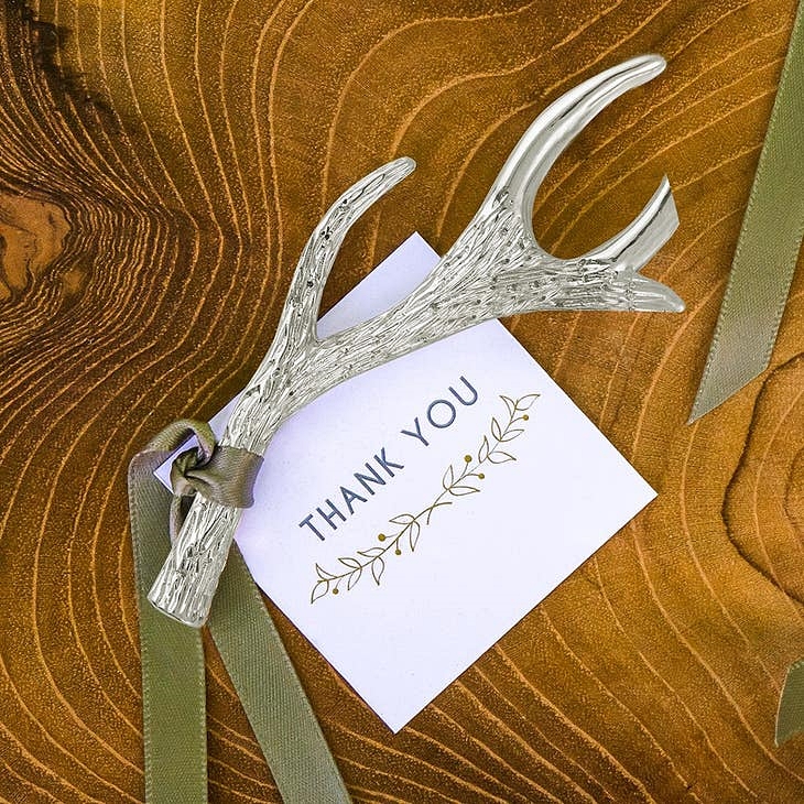 Woodsy Silver-Colored Antler-Shaped Bottle Openers (Set of 6)