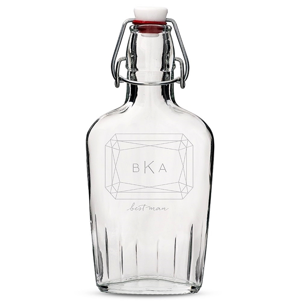 Personalized Vintage-Inspired Clear Glass Flask - Monogram Gem Etching