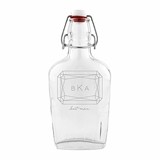 Personalized Vintage-Inspired Clear Glass Flask - Monogram Gem Etching