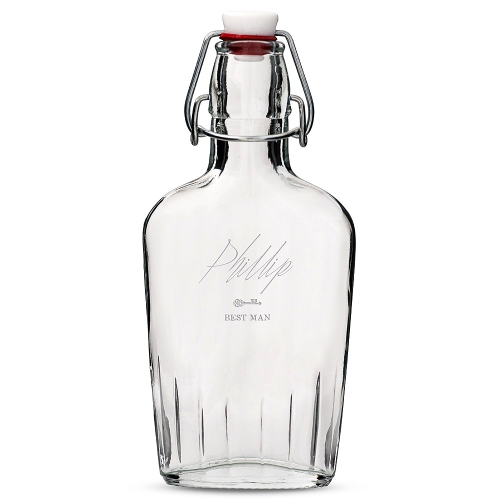 Weddingstar Personalized Vintage-Inspired Glass Flask - Key Etching