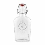 Personalized Vintage-Inspired Glass Flask - Botanical Wreath Etching