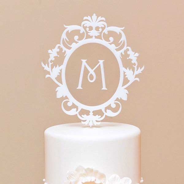 Weddingstar Classic Floating Monogram White Acrylic Cake Topper
