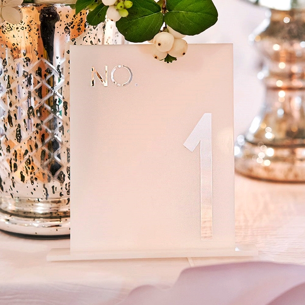 White Acrylic Table Number In Block Style (Numbers 1-24 Available)