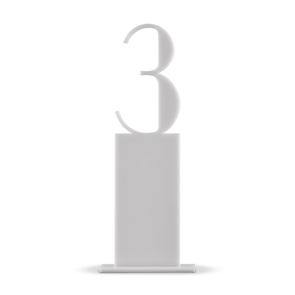 Pedestal Style White Acrylic Table Number (Numbers 1 thru 9 Available)