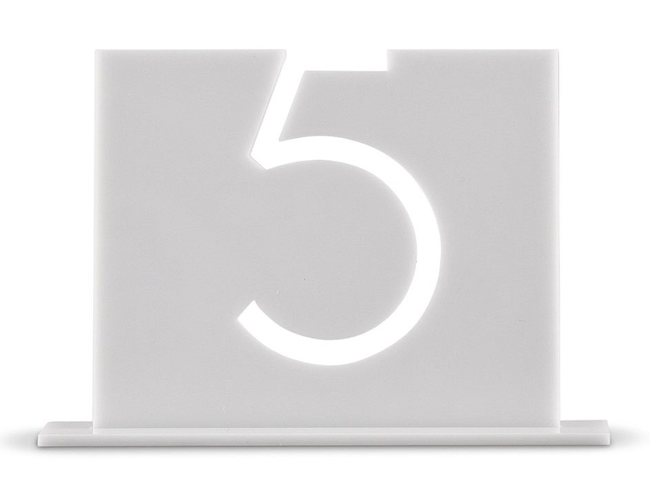 Top-Aligned Style White Acrylic Table Number (Numbers 1-24 Available)