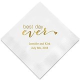 Best Day Ever Motif Foil Printed Napkins (3 Sizes) (25 Colors)