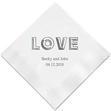 Bold 3-D Love Design Foil-Printed Napkins (3 Sizes) (25 Colors)