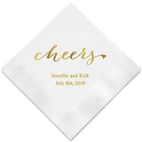 Stylized 'Cheers' Motif Foil-Printed Napkins (3 Sizes) (25 Colors)