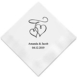 Double Hearts Motif Foil-Printed Napkins (3 Sizes) (25 Colors)